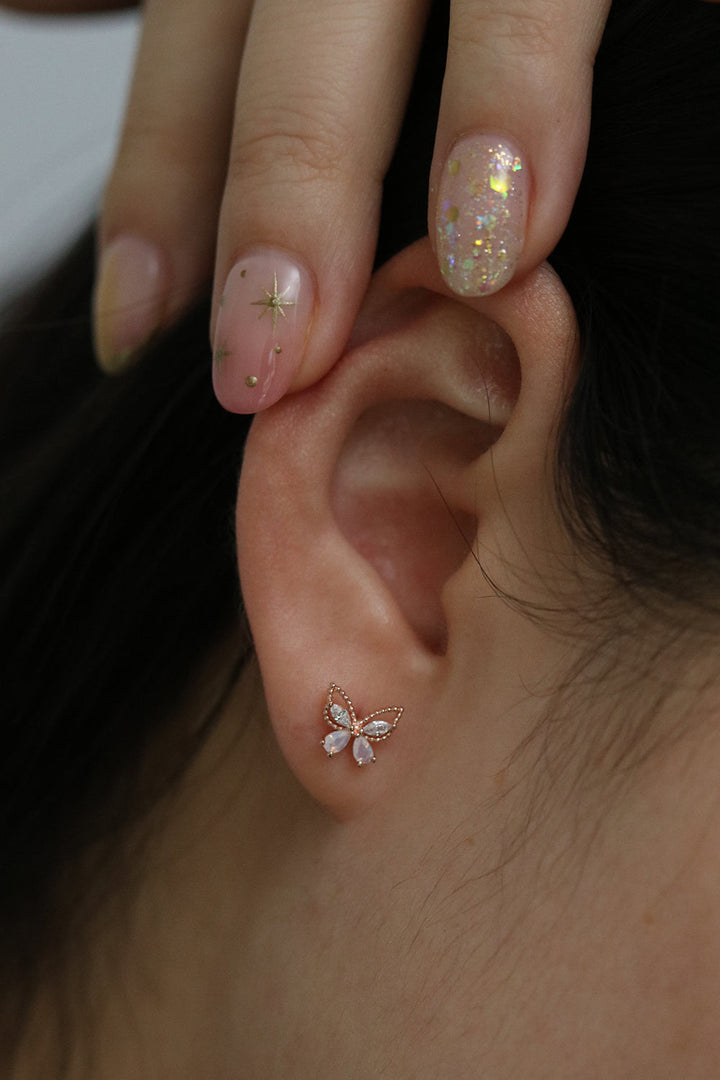 Moonstone butterfly stud earrings-4