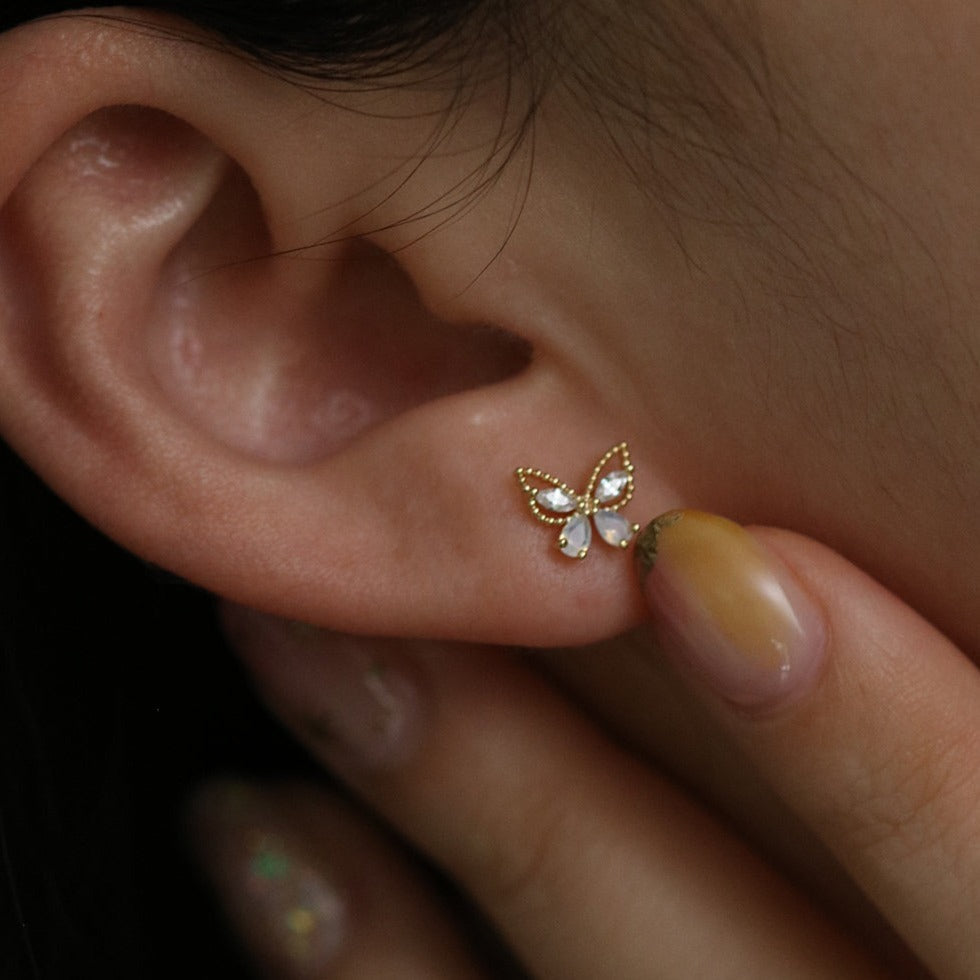 Moonstone butterfly stud earrings-2