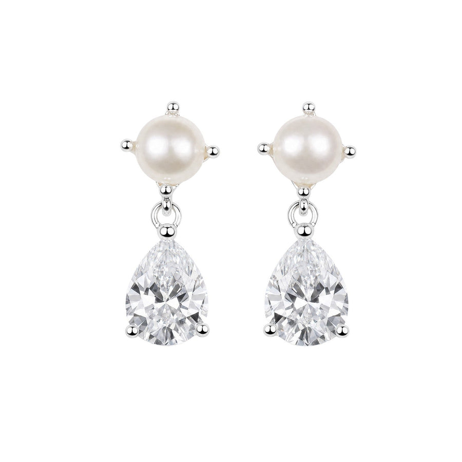 Beginnings Sterling Silver Cubic Zirconia & Freshwater Pearl Earrings E6824C