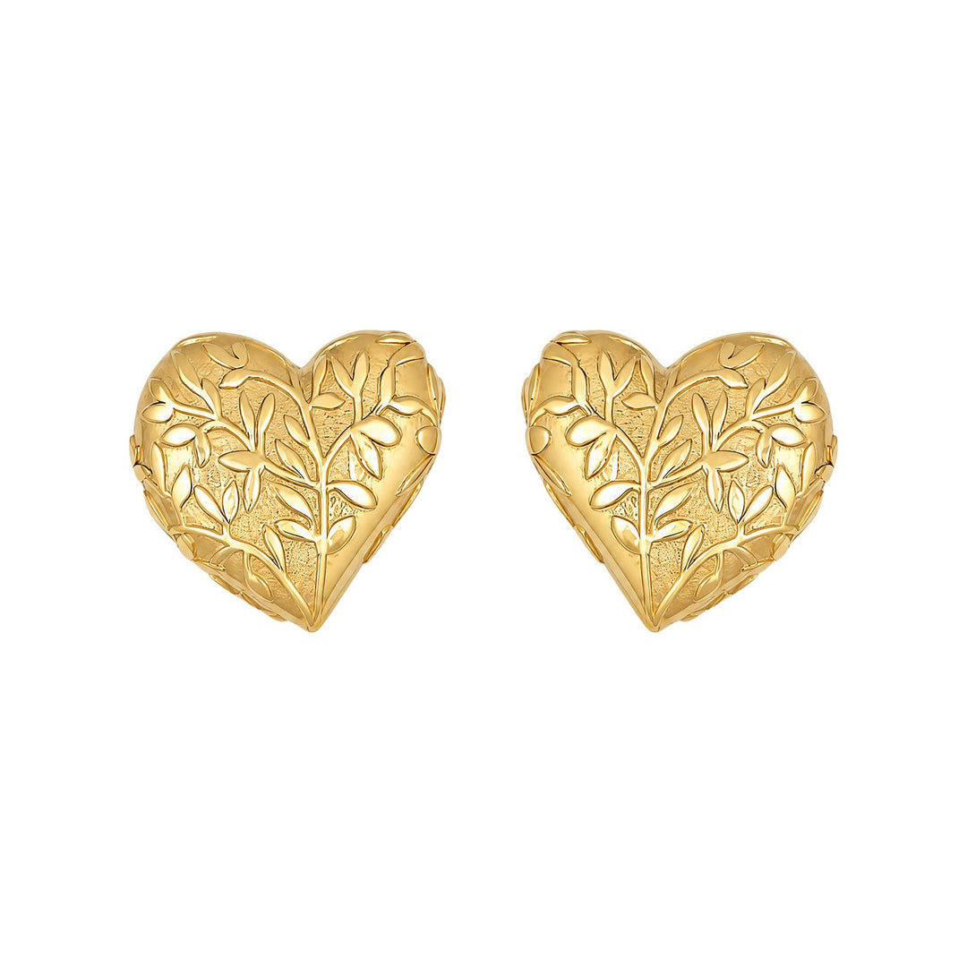 Laura Ashley Darowen Puffy Floral Heart Stud Earrings E6834