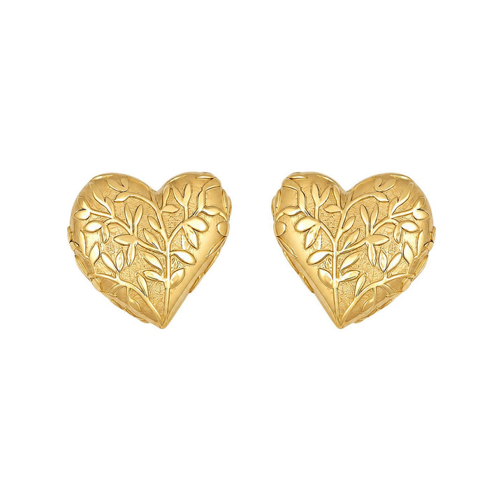 Laura Ashley Darowen Puffy Floral Heart Stud Earrings E6834
