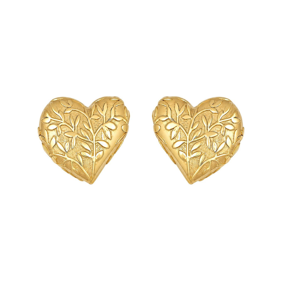 Laura Ashley Darowen Puffy Floral Heart Stud Earrings E6834