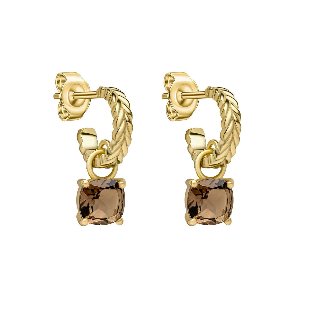 Laura Ashley Zelia Stripe Smokey Quartz Drop Earrings E6836
