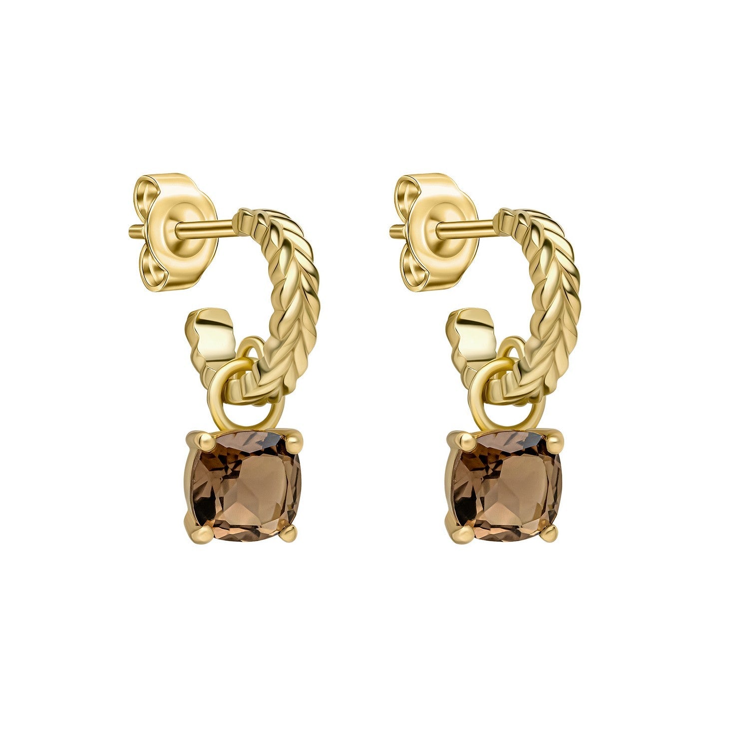 Laura Ashley Zelia Stripe Smokey Quartz Drop Earrings E6836