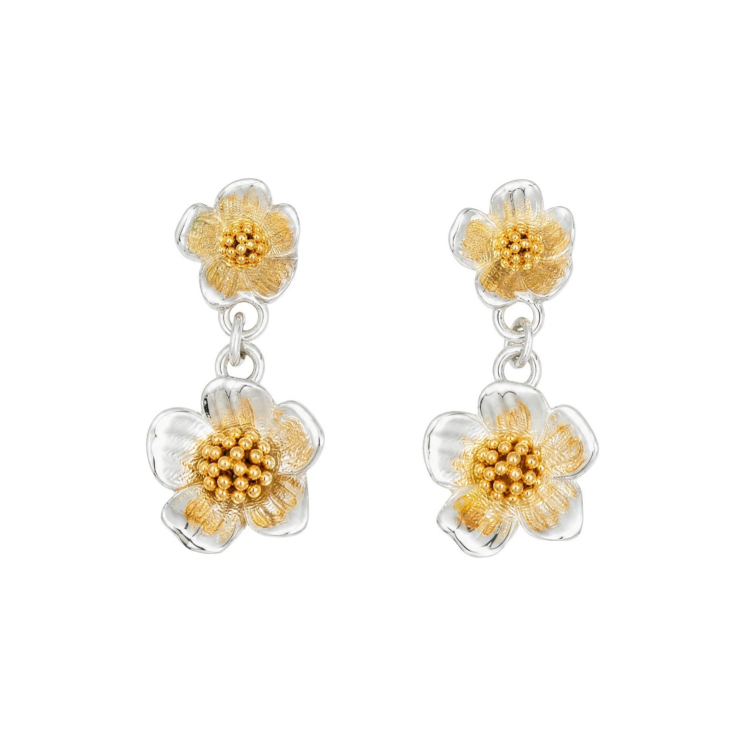 Laura Ashley Mathilde Mural Two Tone Floral Drop Earrings E6840