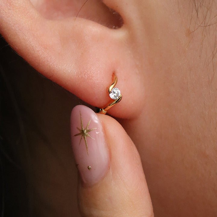 Cubic Twist Huggie Earrings-3