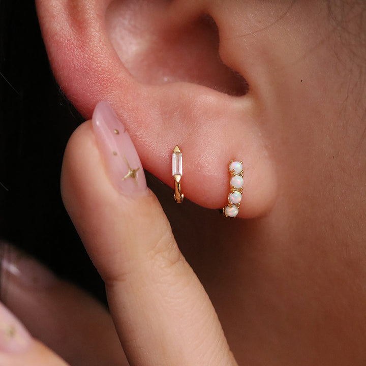 Square cubic huggie earring-2