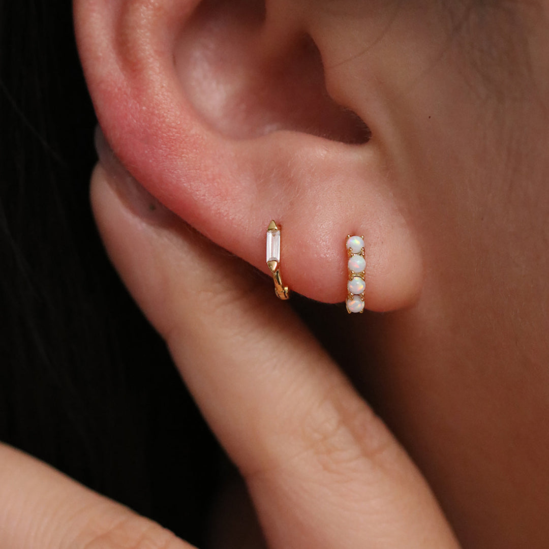 Square cubic huggie earring-3