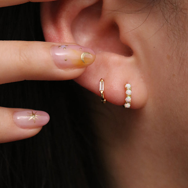 Square cubic huggie earring-4