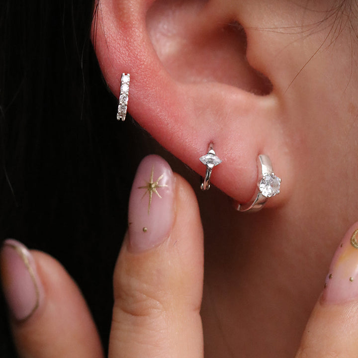 Encased Cubic Huggie Earring-4