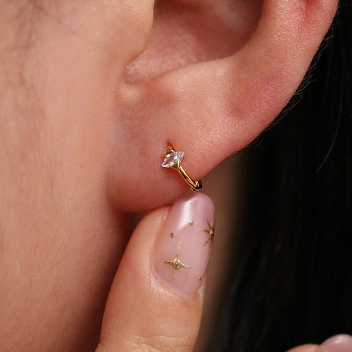Encased Cubic Huggie Earring-3