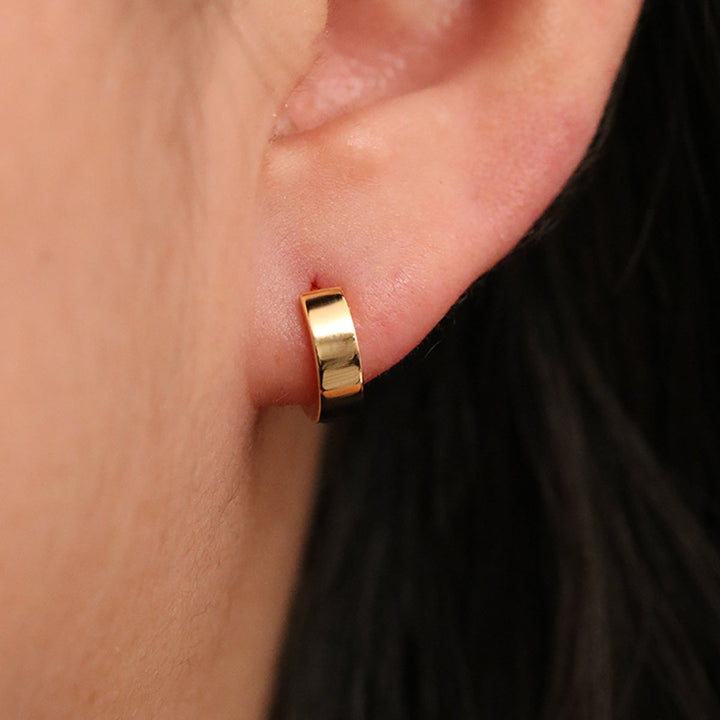 Flat Edge Huggie Earrings-2