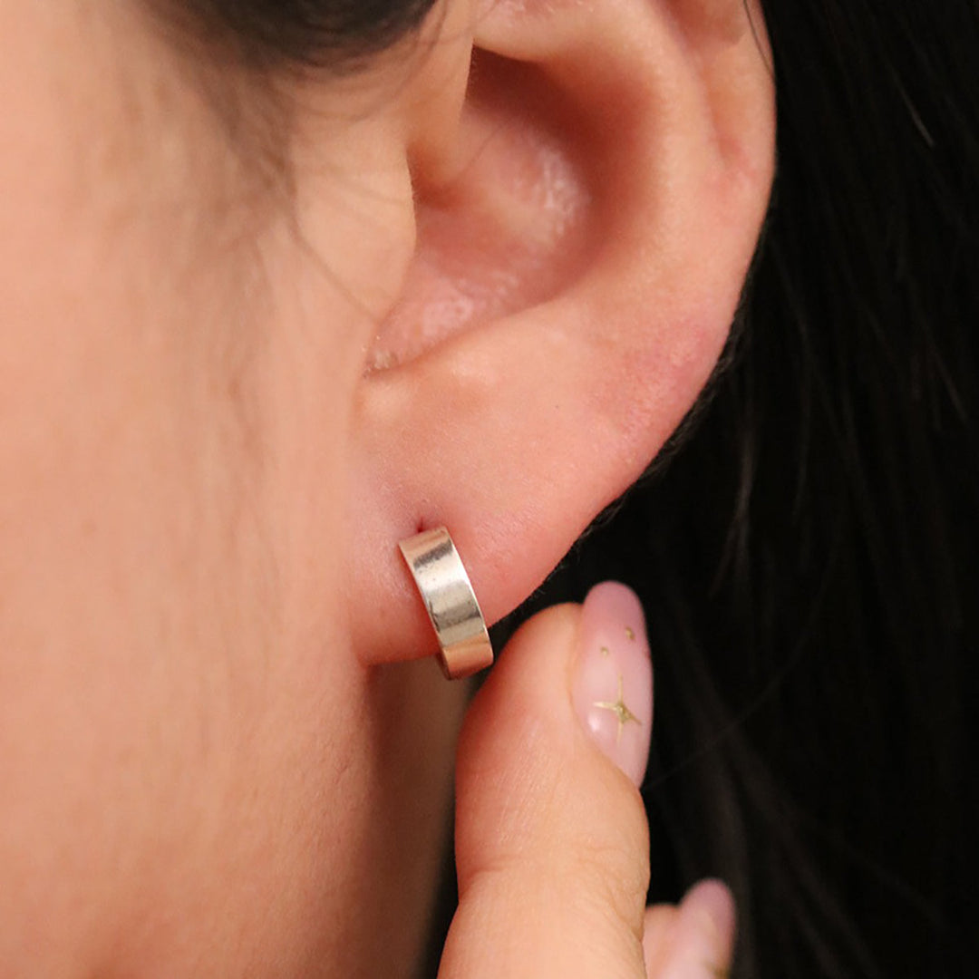 Flat Edge Huggie Earrings-4
