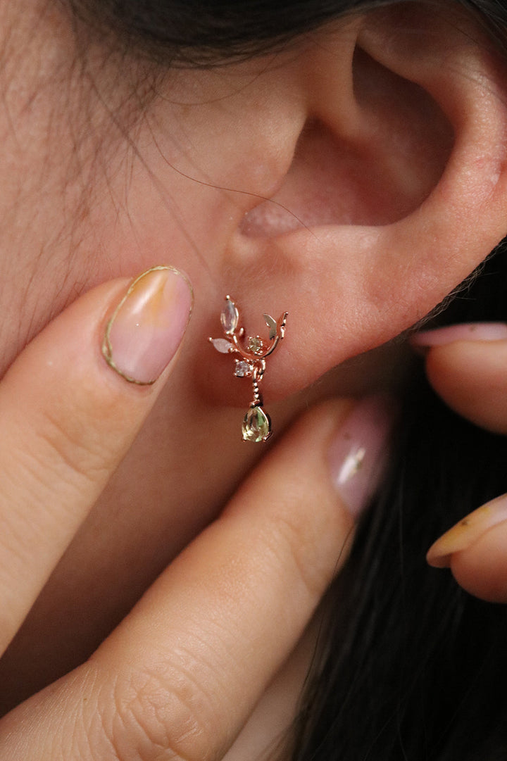 Moonstone branch dangle earrings-6