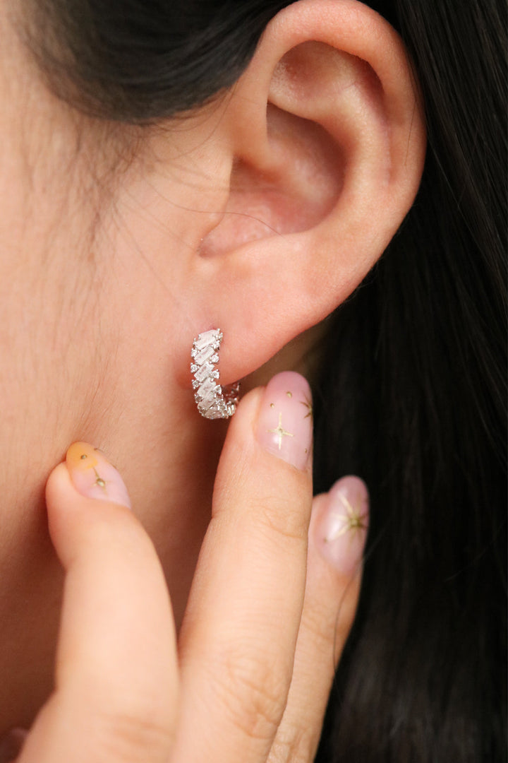 White Topaz Semi-Hoop Earring-2