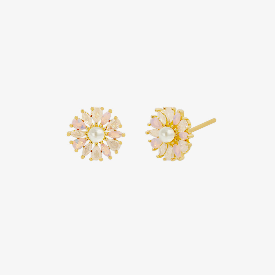 Daisy Pearl and Moonstone Earrings-0