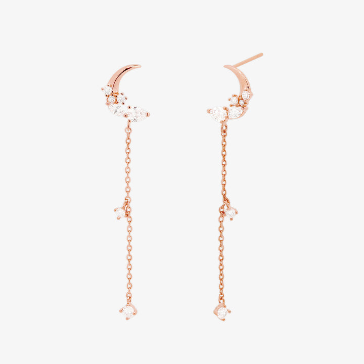 Sparkle Moon Drop Chain Earrings-6