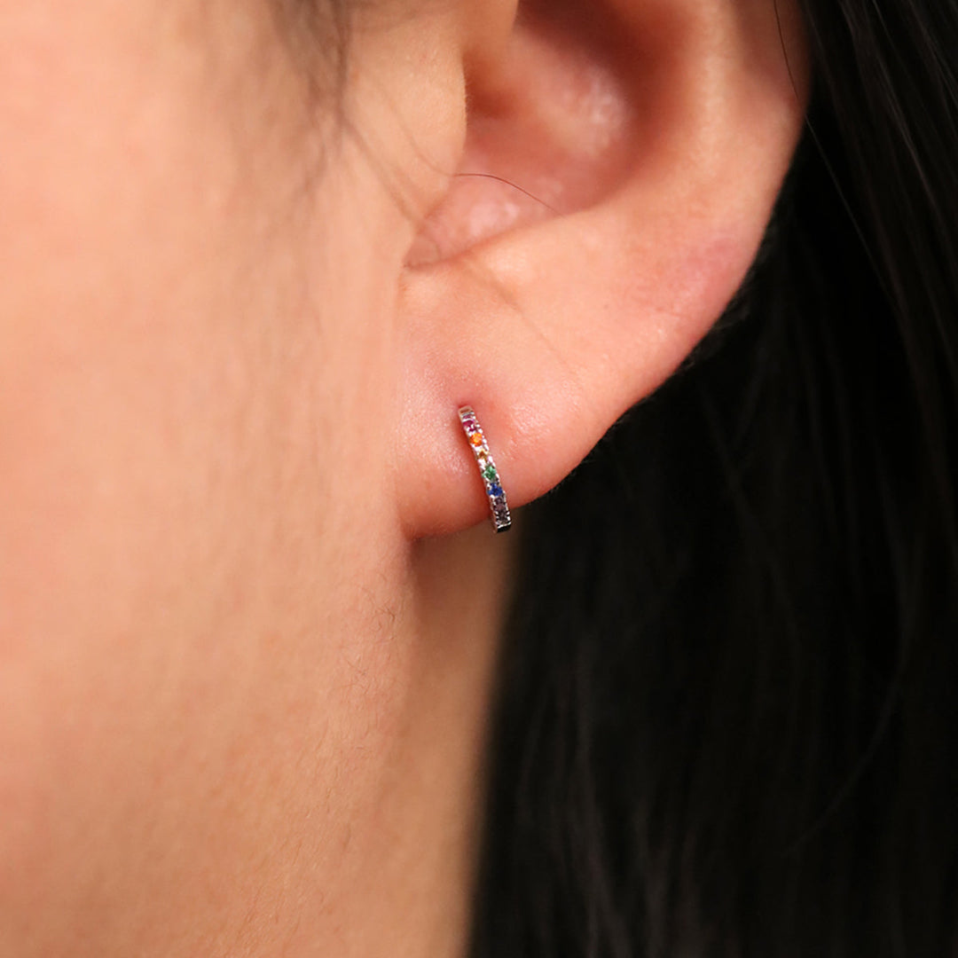 Mini Rainbow Huggie Earrings-4