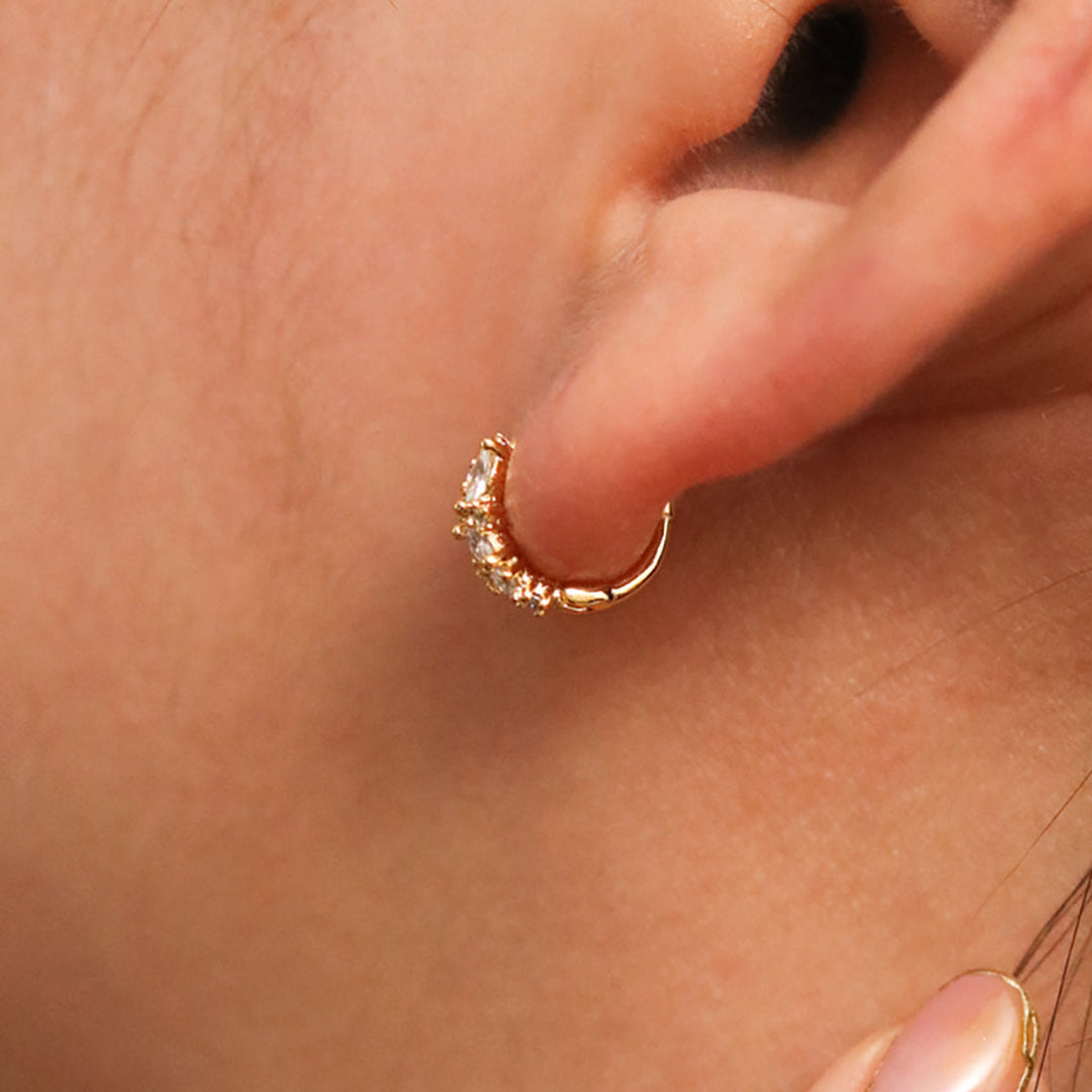 Cubic Cluster Huggie Earrings-2