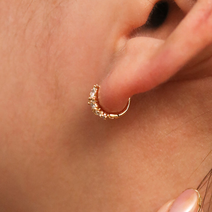 Cubic Cluster Huggie Earrings-2