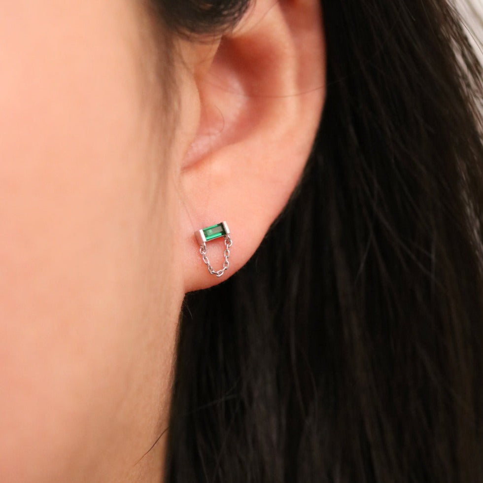 Green onyx Chandelier Chain Dangle Earrings-0