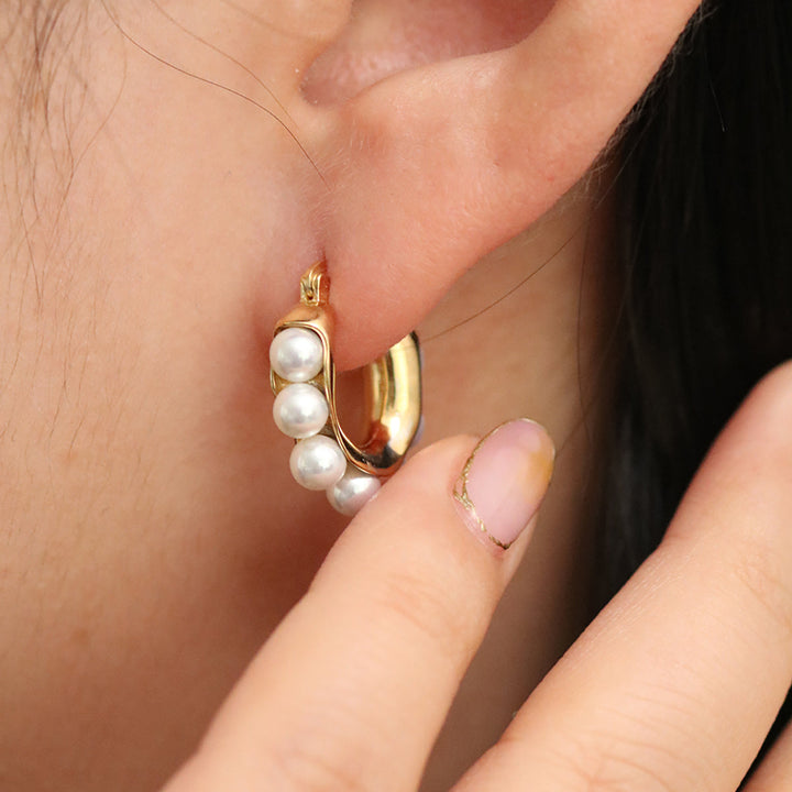 Chunky Beans Pearl Earrings-2
