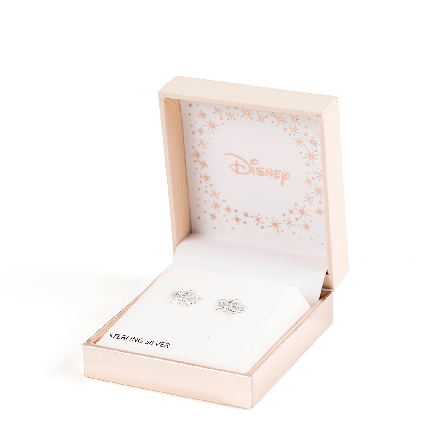 Disney Princess Sterling Silver 925 2Mm Pink Cz Crown Stud With Double Notch Post Earring E901717SZPL.PH