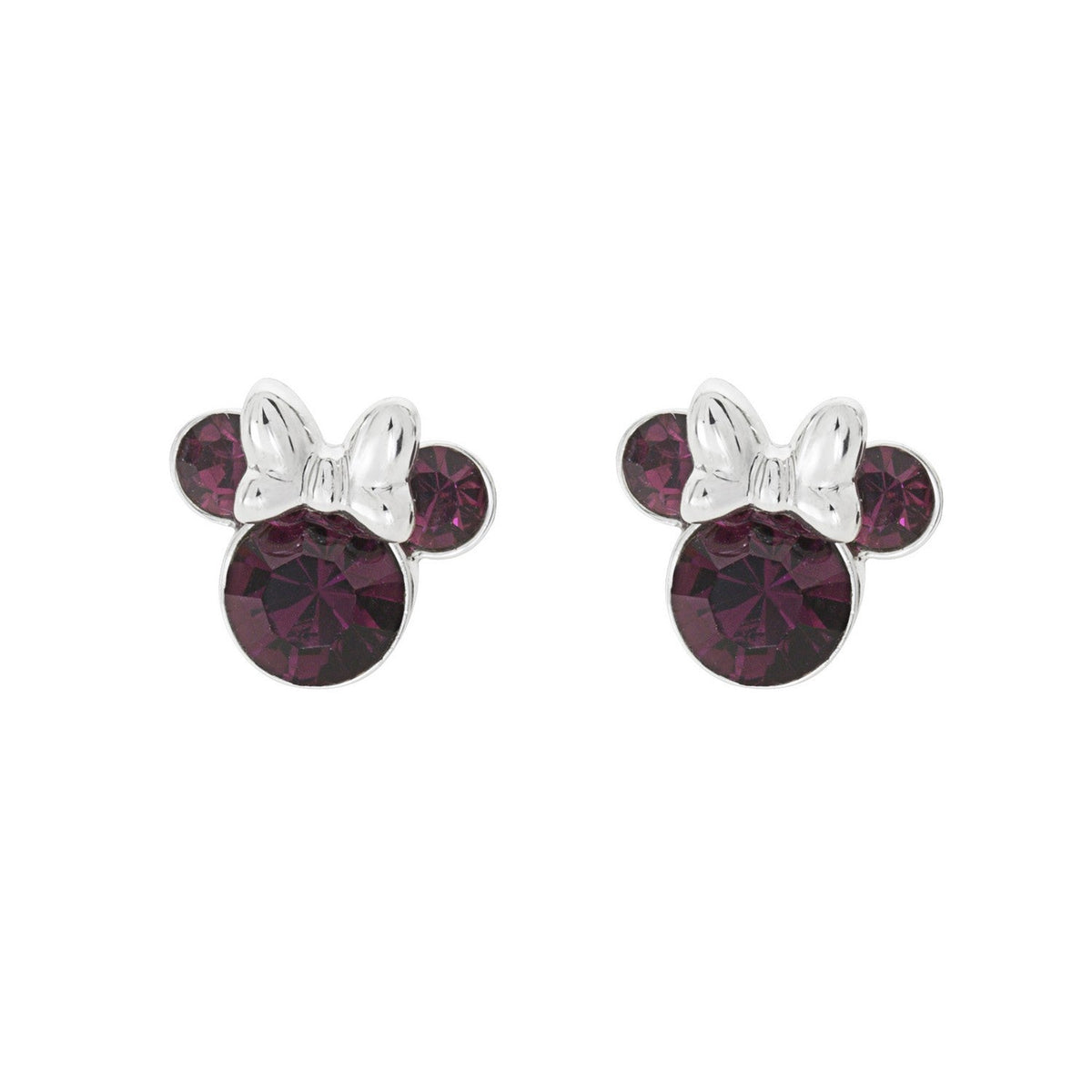 Disney Mickey & Minnie Sterling Silver 925 Mouse February Birthstone Crystal Stud Earrings E905162RFEBL.PH