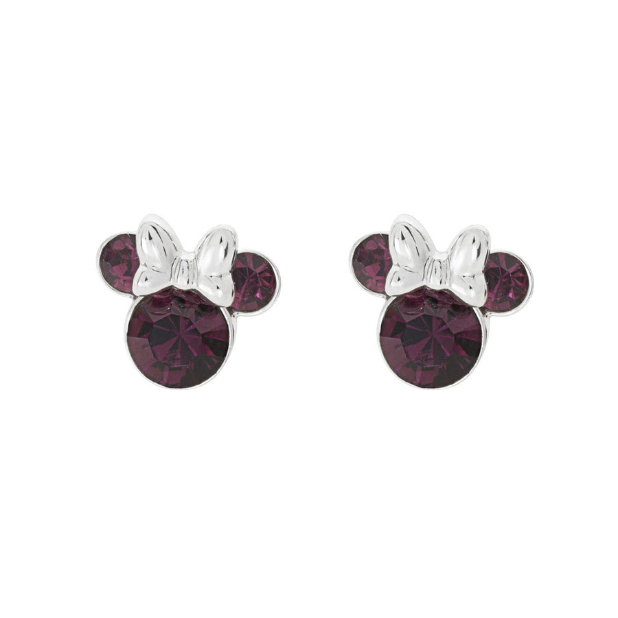 Disney Mickey & Minnie Sterling Silver Mouse February Birthstone Crystal Stud Earrings E905162RFEBL PH