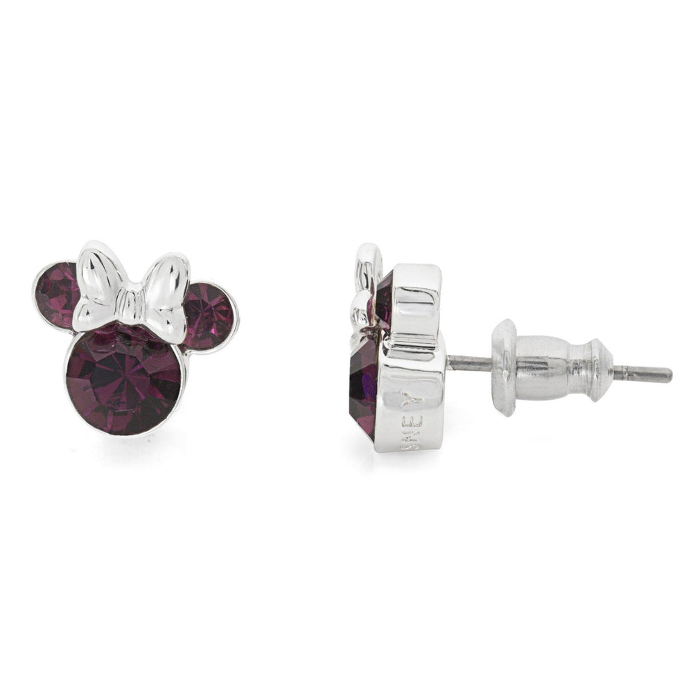 Disney Mickey & Minnie Sterling Silver Mouse February Birthstone Crystal Stud Earrings E905162RFEBL PH