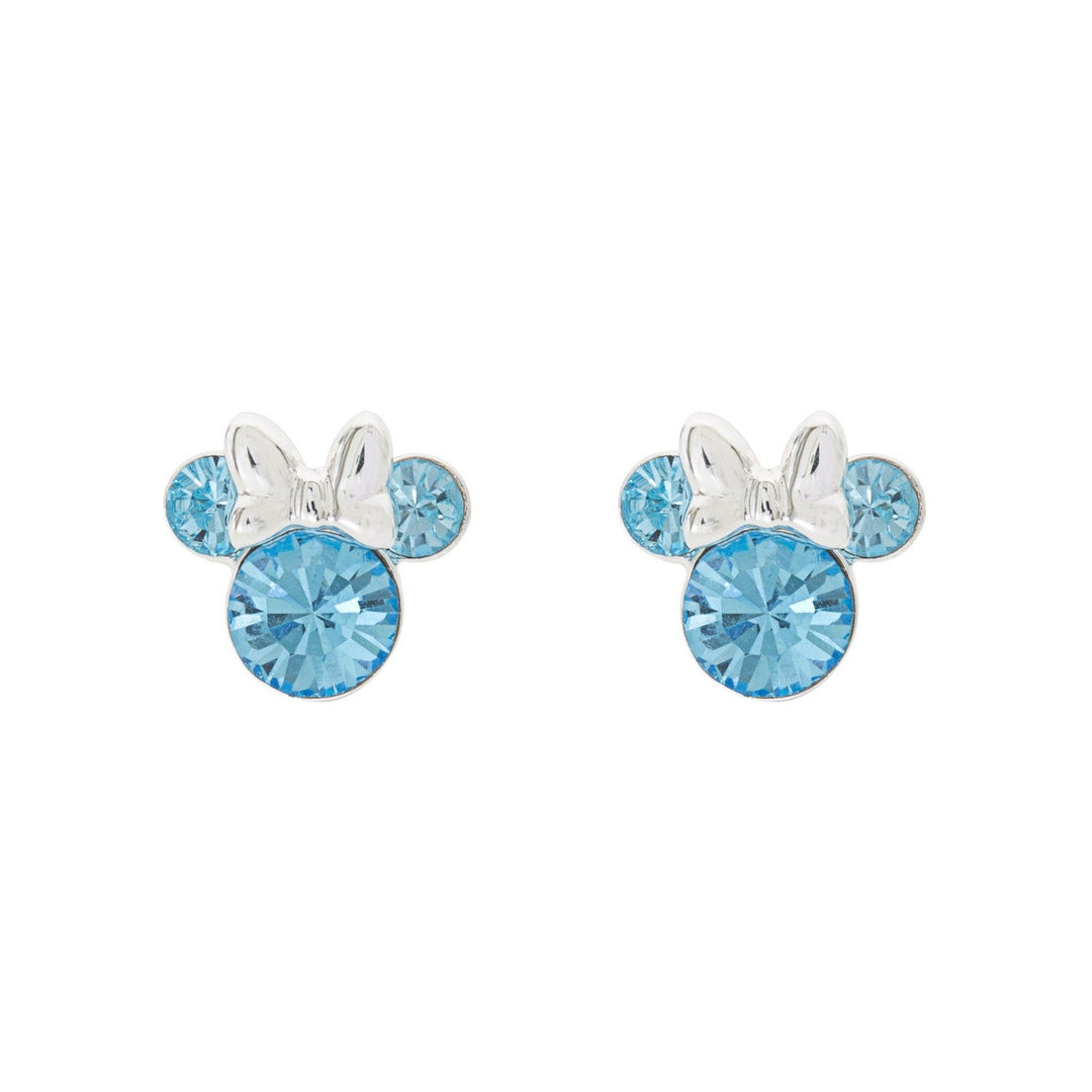 Disney Mickey & Minnie Sterling Silver 925 Mouse March Birthstone Crystal Stud Earrings E905162RMARL.PH