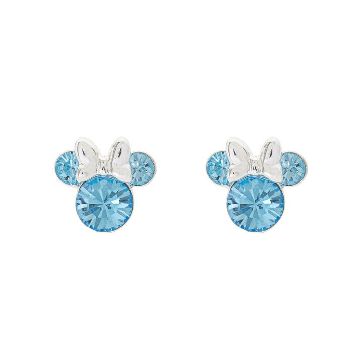 Disney Mickey & Minnie Sterling Silver 925 Mouse March Birthstone Crystal Stud Earrings E905162RMARL.PH