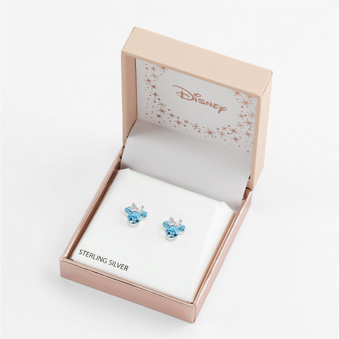 Disney Mickey & Minnie Sterling Silver 925 Mouse March Birthstone Crystal Stud Earrings E905162RMARL.PH