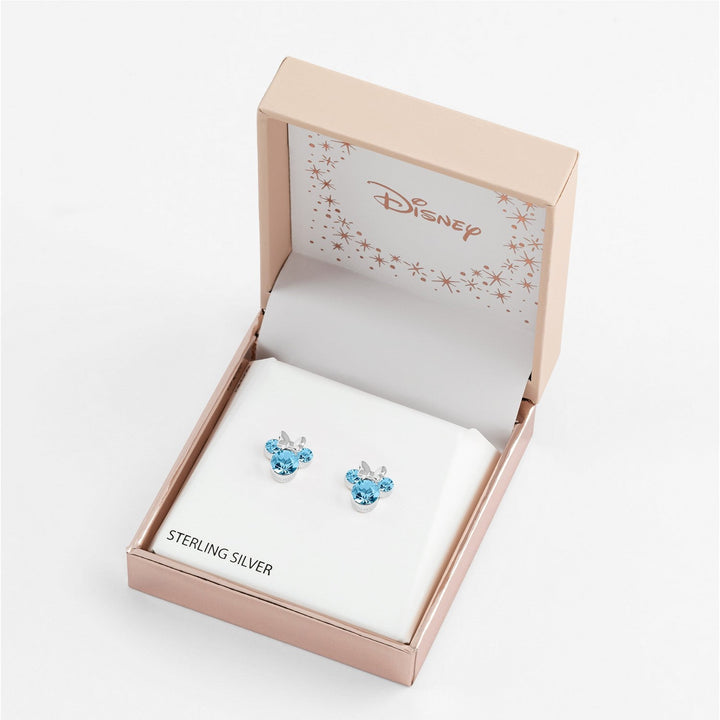 Disney Mickey & Minnie Sterling Silver 925 Mouse March Birthstone Crystal Stud Earrings E905162RMARL.PH
