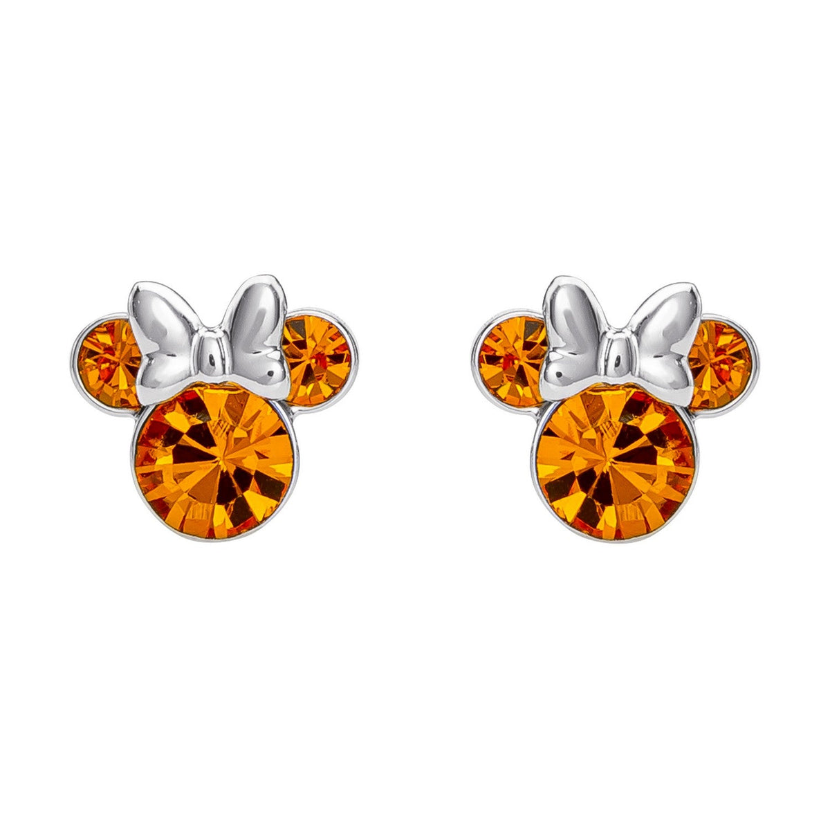 Disney Mickey & Minnie Sterling Silver 925 Mouse November Birthstone Crystal Stud Orange Earrings E905162RNOVL.PH