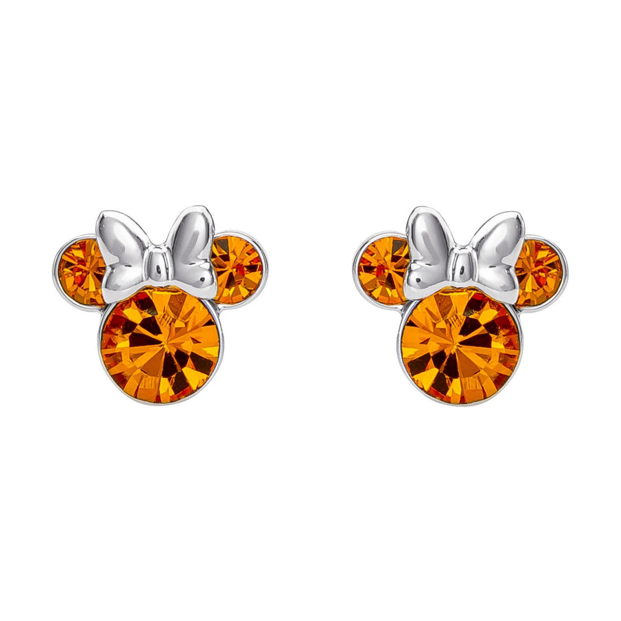 Disney Mickey & Minnie Sterling Silver Mouse November Birthstone Crystal Stud Orange Earrings E905162RNOVL PH