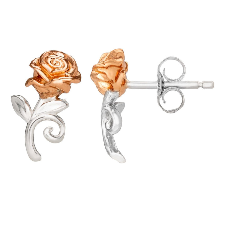 Disney Princess Sterling Silver 925 Tt Plt Beauty & The Beast Rose Stud Orange Earrings E905453TL.PH