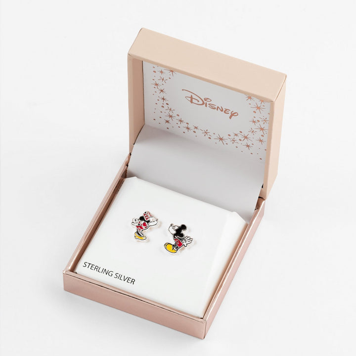 Disney Mickey & Minnie Sterling Silver 925 And Kissing Enamel Filled Orange Earrings E905642SL.PH
