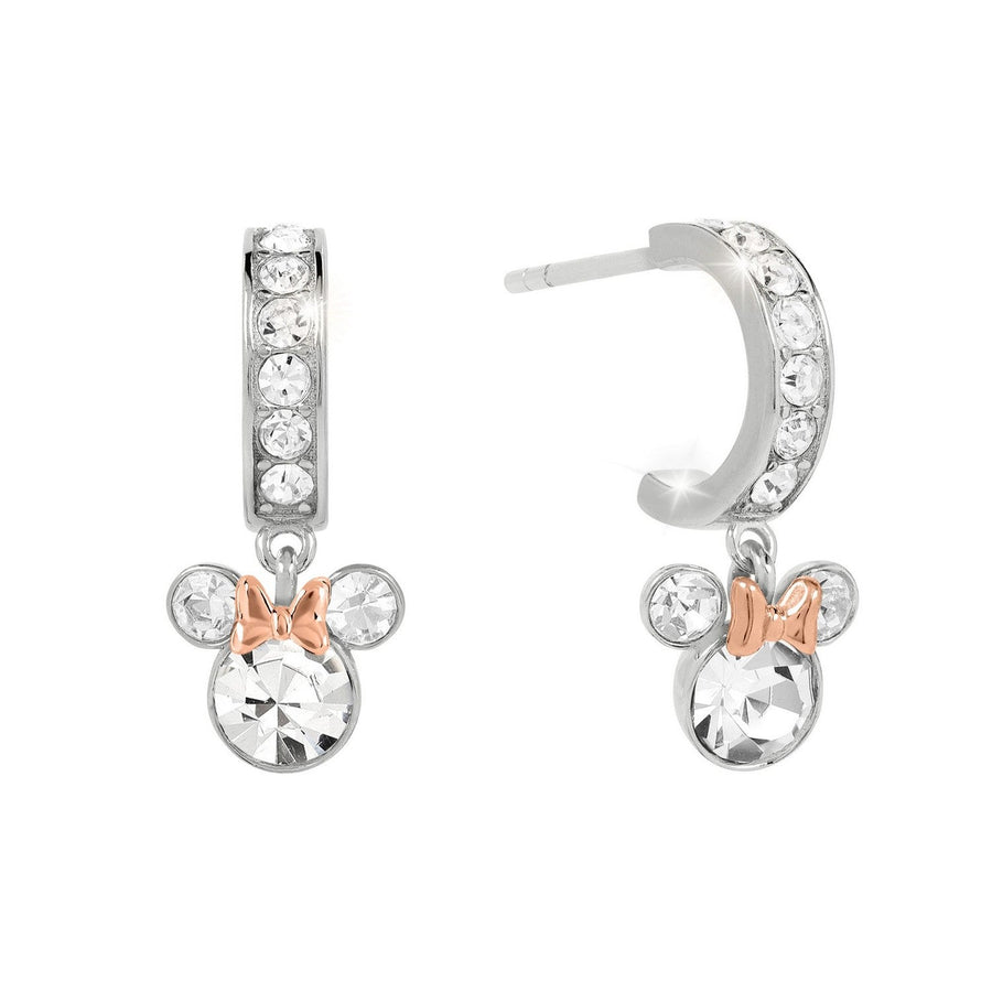 Disney Mickey & Minnie Sterling Silver Zirconia Mouse Oval Huggie Earrings E906137TRWL PH