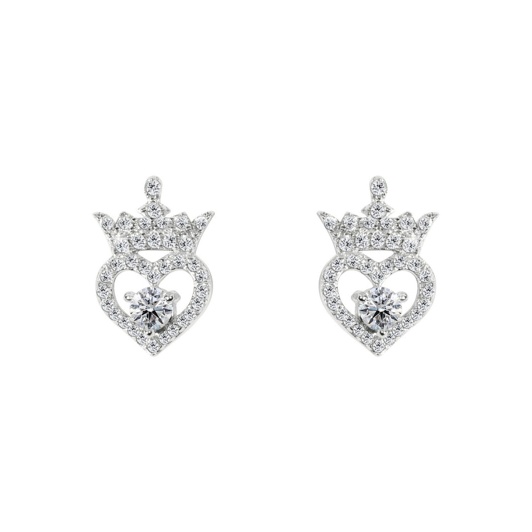 Disney Princess Sterling Silver 925 Cz Heart Tiara April Bstone Stud Earrings E906315RAPRL.PH