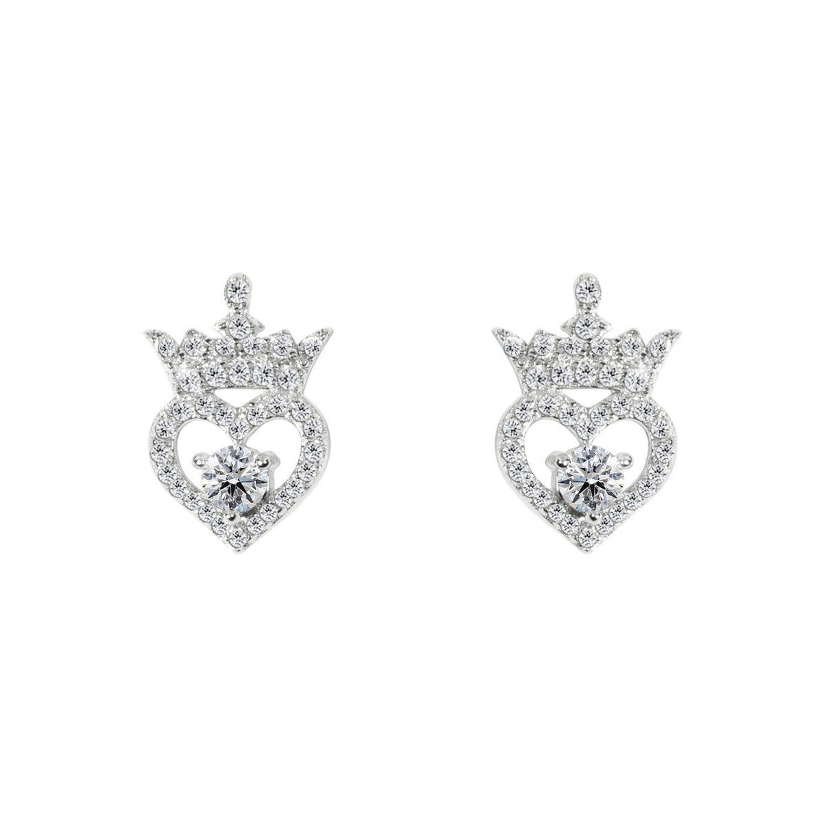 Disney Princess Sterling Silver 925 Cz Heart Tiara April Bstone Stud Earrings E906315RAPRL.PH