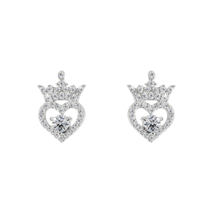 Disney Princess Sterling Silver 925 Cz Heart Tiara April Bstone Stud Earrings E906315RAPRL.PH