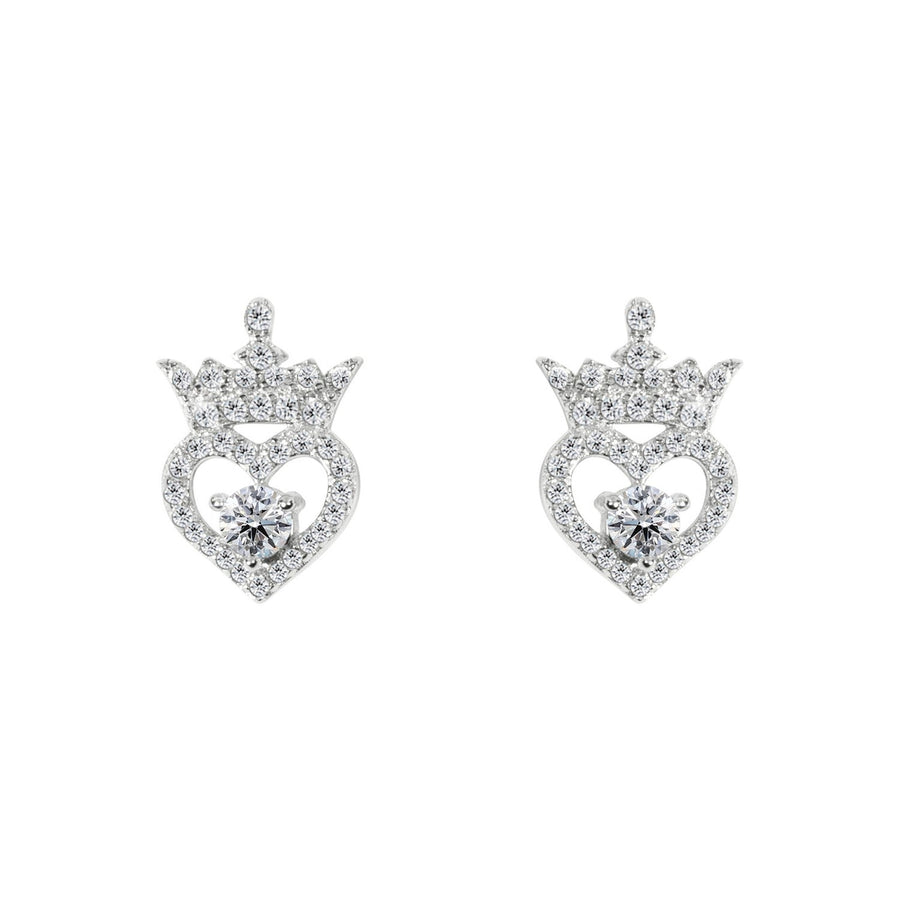 Disney Princess Sterling Silver Zirconia Heart Tiara April Bstone Stud Earrings E906315RAPRL PH