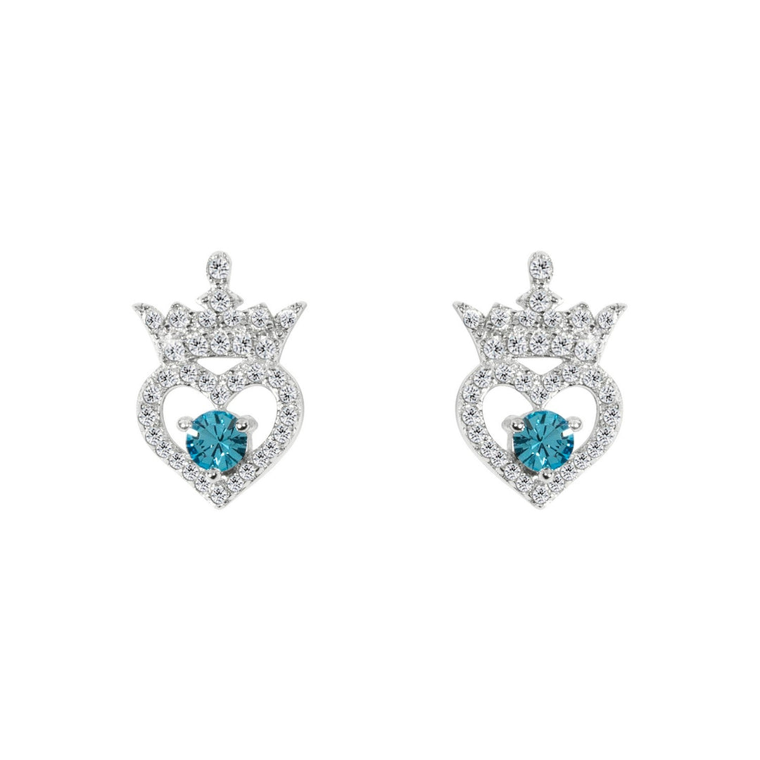 Disney Princess Sterling Silver 925 Cz Heart Tiara March Bstone Stud Earrings E906315RMARL.PH