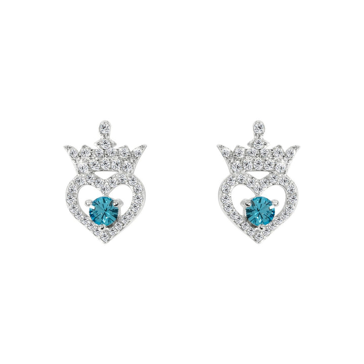 Disney Princess Sterling Silver 925 Cz Heart Tiara March Bstone Stud Earrings E906315RMARL.PH
