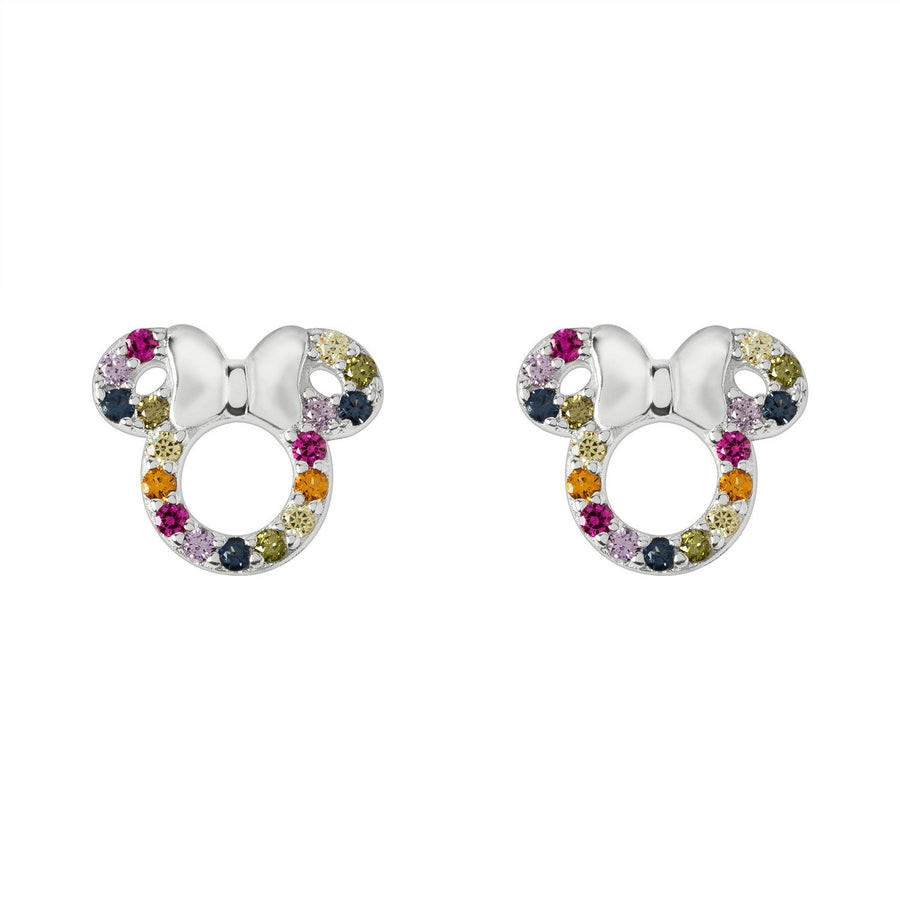 Disney Mickey & Minnie Sterling Silver Rainbow Zirconia Stud Earrings E906445RZML PH