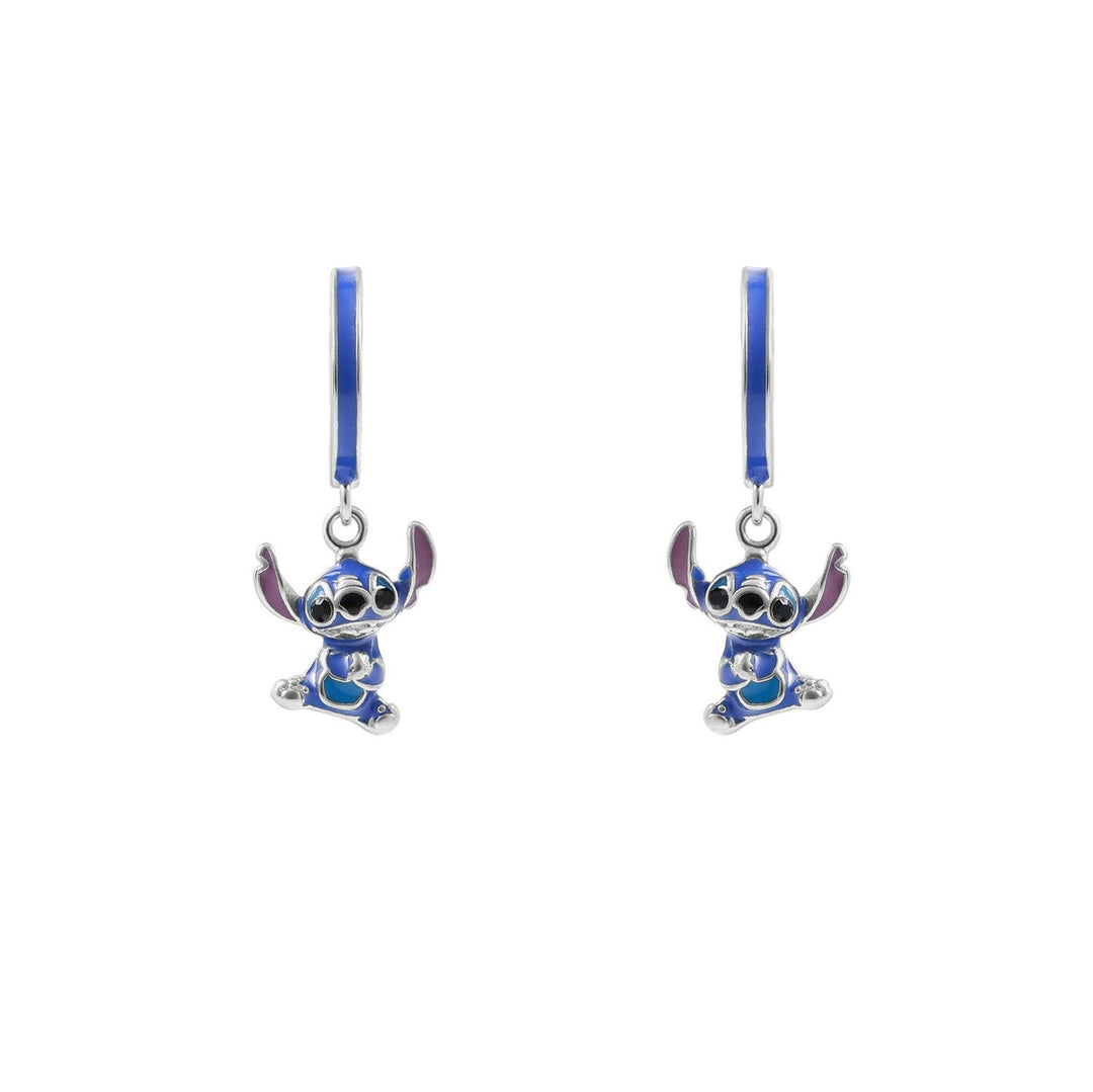 Disney Sterling Silver 925 Stitch Enamel Charm Hoop Earrings E906533RRHL.PH
