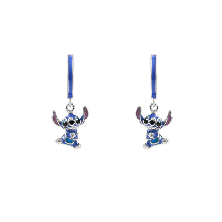 Disney Sterling Silver 925 Stitch Enamel Charm Hoop Earrings E906533RRHL.PH
