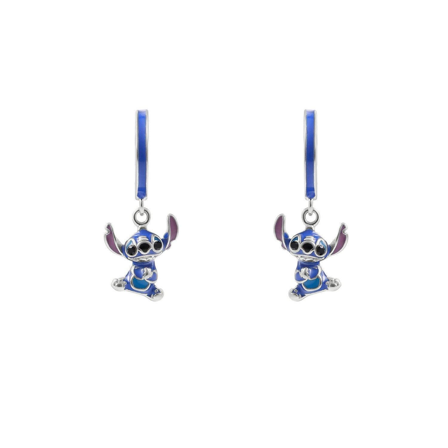 Disney Sterling Silver 925 Stitch Enamel Charm Hoop Earrings E906533RRHL.PH