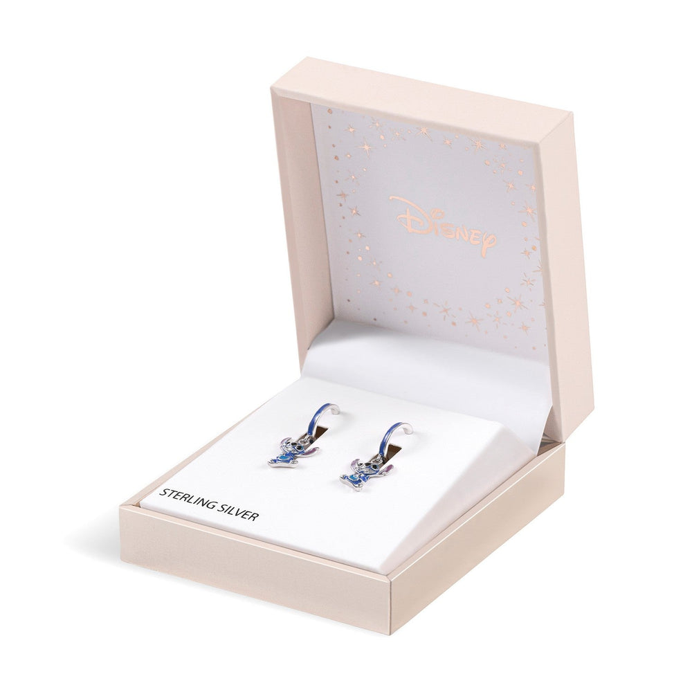 Disney Sterling Silver Stitch Enamel Charm Hoop Earrings E906533RRHL PH